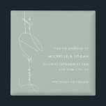 Simple Sage Green Modern Handwritten Script Magnet<br><div class="desc">Create your own simple and modern wedding save the date magnet with modern handwritten script typography and sage green colour design.</div>