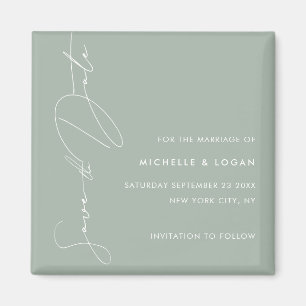 Simple Sage Green Modern Handwritten Script Magnet