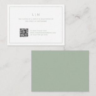 Simple Sage Green Monogram Budget Wedding RSVP Card
