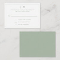 Simple Sage Green Monogram Budget Wedding RSVP