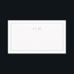 Simple Sage Green Monogram Elegant Wedding Place Card<br><div class="desc">Simple wedding place card / escort card featuring an elegant and timeless design with your two letter monogram and a thin border in sage green over a white background. The card is blank so that you may handwrite your guests names. The colour may be changed to any colour in the...</div>