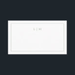Simple Sage Green Monogram Elegant Wedding Place Card<br><div class="desc">Simple wedding place card / escort card featuring an elegant and timeless design with your two letter monogram and a thin border in sage green over a white background. The card is blank so that you may handwrite your guests names. The colour may be changed to any colour in the...</div>