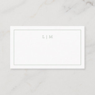 Simple Sage Green Monogram Elegant Wedding Place Card