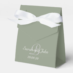 Simple Sage Green Monogram Script Personalised  Favour Box