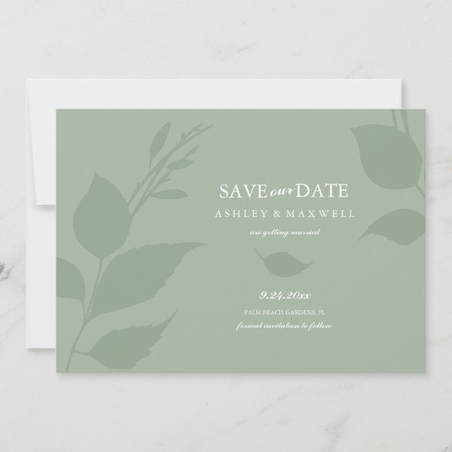 Simple Sage Green Photo Save The Date (Front)