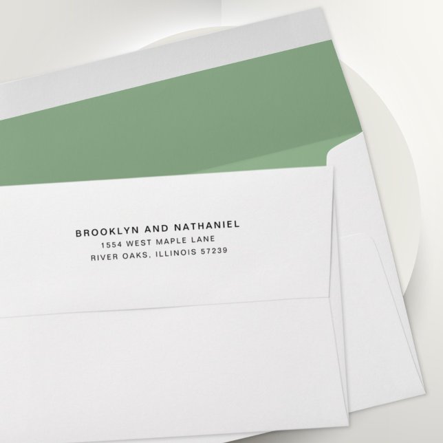 Simple Sage Green Return Address Lined Envelope (Creator Uploaded)