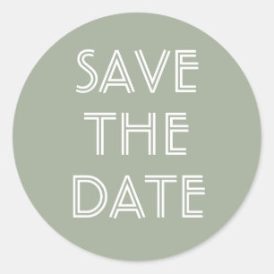 Simple Sage Green Save The Date Sticker