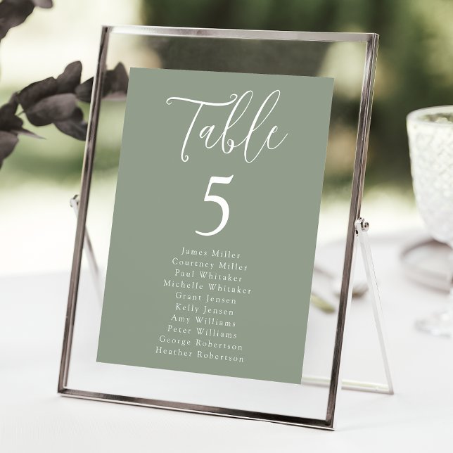 Simple Sage Green Table Number Seating Chart (Creator Uploaded)