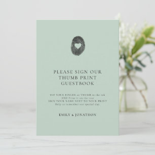 Simple Sage Green Thumbprint Guestbook sign card