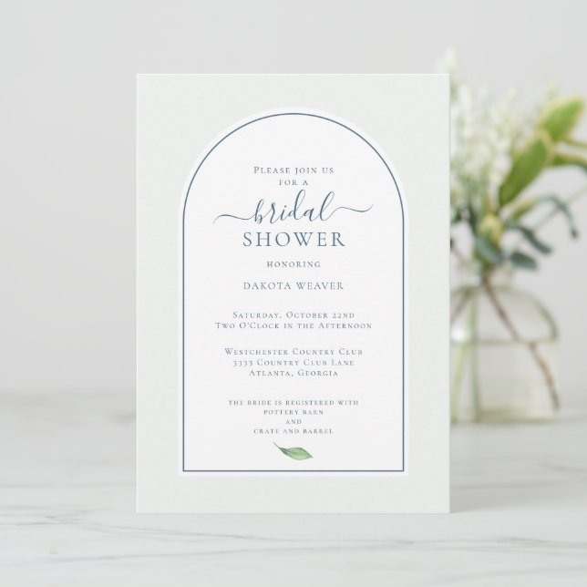 Simple Sage Green Watercolor Bridal Shower Invitation (Standing Front)