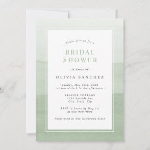 Simple Sage Green Watercolor Ombre Invitation