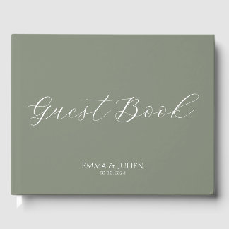 Simple Sage green wedding guest books