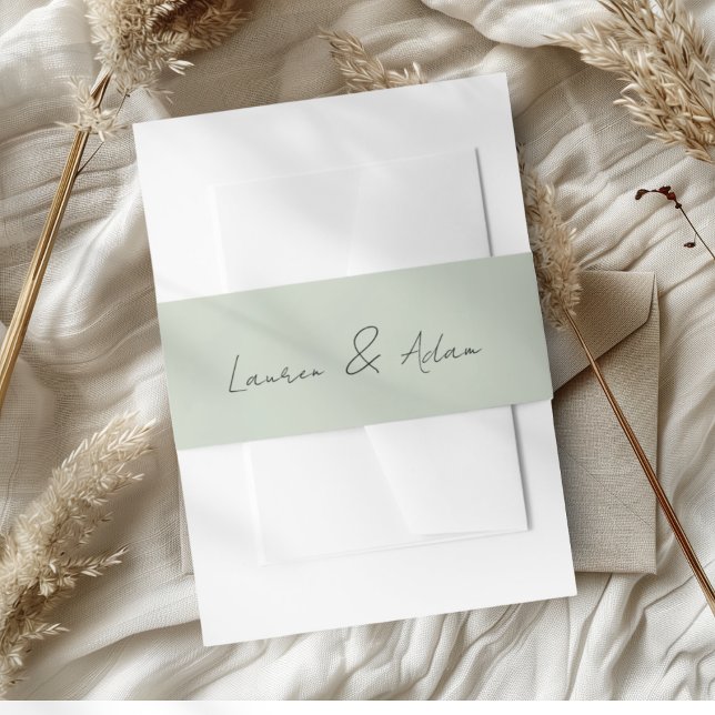 Simple Sage Green Wedding  Invitation Belly Invitation Belly Band (Creator Uploaded)