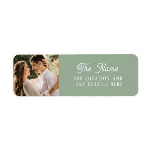 Simple Sage Green Wedding Photo Return Address