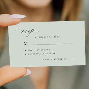 Simple sage green wedding RSVP Enclosure Card