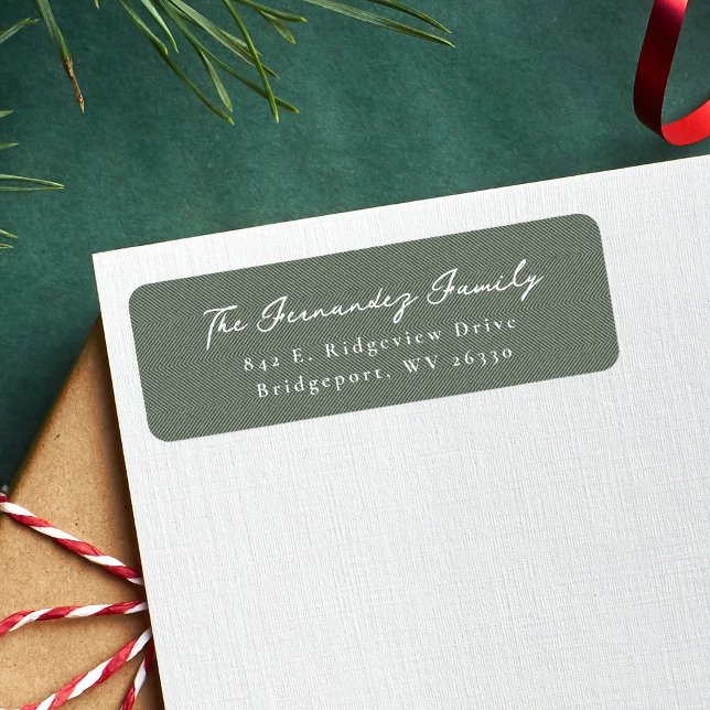 Simple sage herringbone Christmas return address (Creator Uploaded)