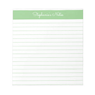 Simple Sage Lined Personalised Notepad