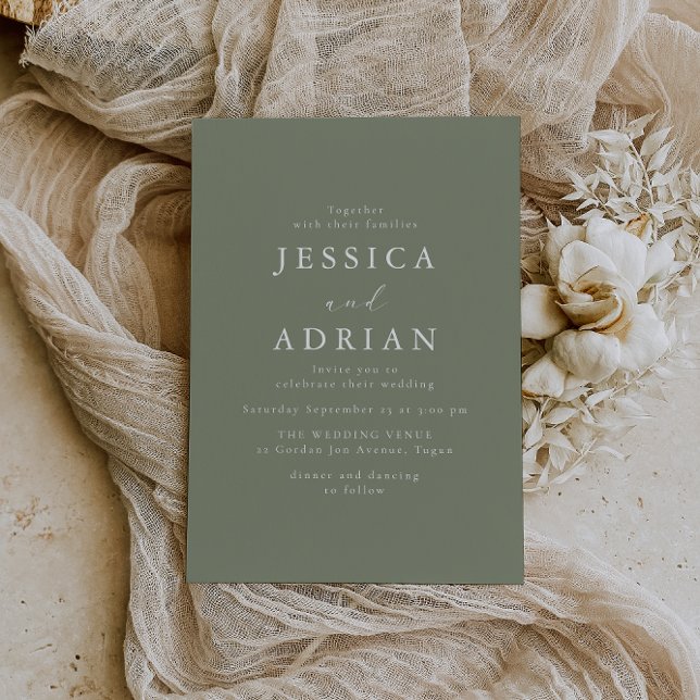 Simple Sage Minimal Modern Wedding Invitation (Creator Uploaded)