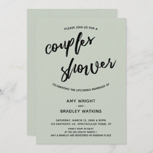 Simple Sage, Modern Handwriting Couples Shower Invitation