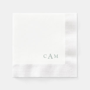 Simple Sage Monogram II Wedding Cocktail Napkins