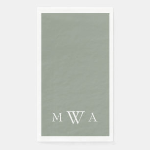 Simple Sage Monogram Paper Guest Towels Napkin