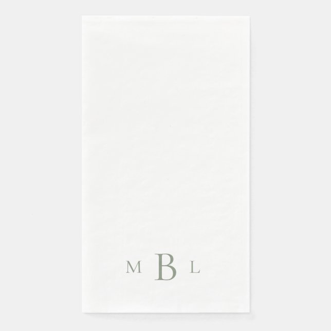 Simple Sage Monogram Wedding Napkin (Front)