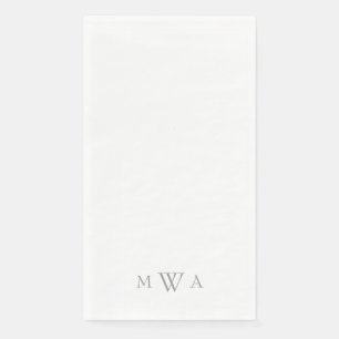 Simple Sage Monogram White Paper Guest Towels Napkin