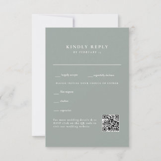  Simple Sage Wedding QR Code RSVP Card