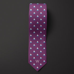 Simple Sailboat Monogram Tie