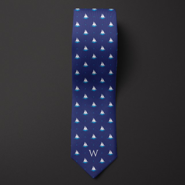 Simple Sailboat Monogram Tie (Creator Uploaded)