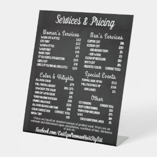 Simple Salon Menu Pedestal Sign