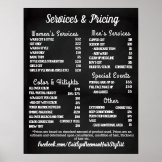 Simple Salon Menu Poster