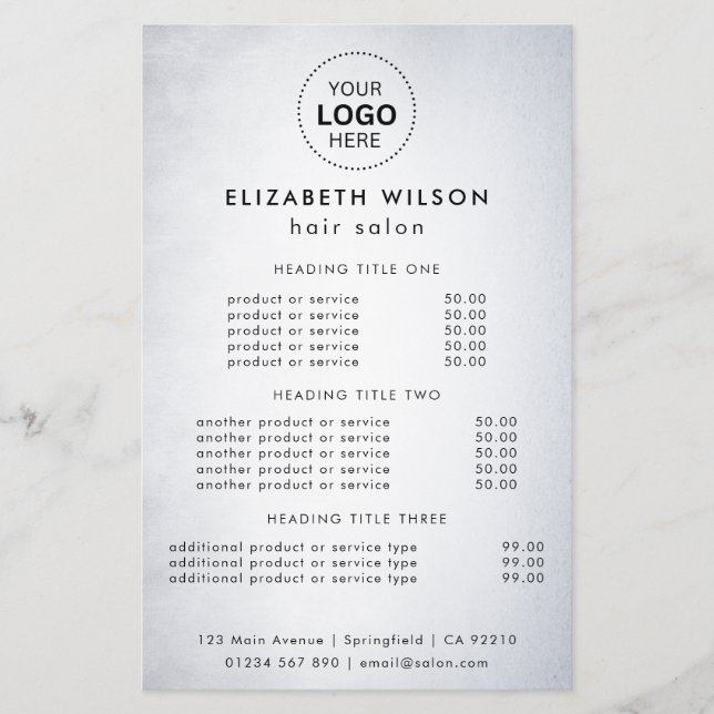 Simple Salon Service Menu Flyer (Front)