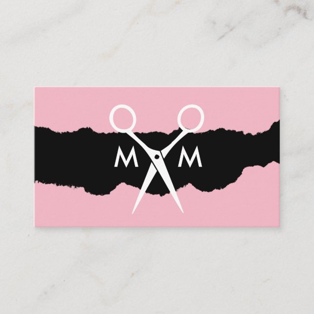 Simple Salon Shears Monogram Business Card (Front)
