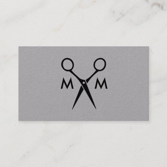 Simple Salon Shears Monogram Business Card (Front)