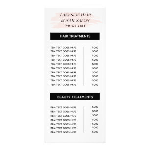 Simple Salon Watercolor Price list Services  Rack Card