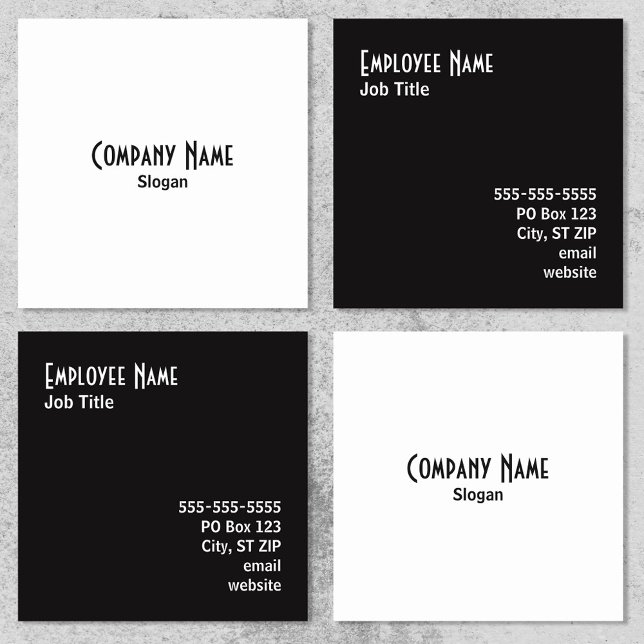 Simple Salt and Pepper Alternating Colours Square Business Card (Alternating Black and White Square Business Cards)