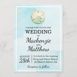 Simple Sand Dollar Beach Themed Wedding Invitation