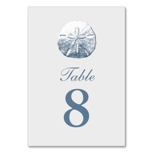 Simple Sand Dollar Silver Table Numbers (Front)