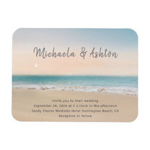 Simple Sandy Beach Wedding Invitation Magnet
