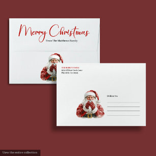 Simple Santa Claus Custom Name Christmas Envelope