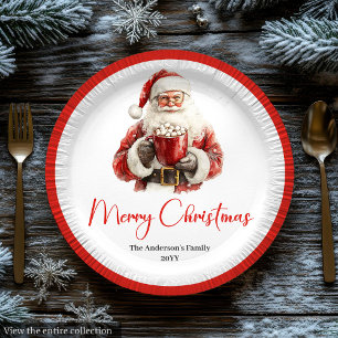 Simple Santa Claus Stylish Modern Holiday Plate