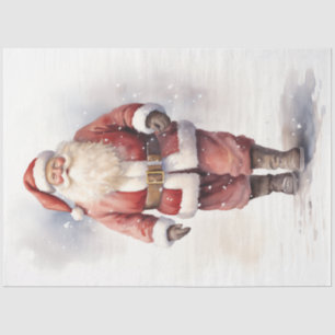 Simple Santa Claus walking in snowy forest Tissue Paper