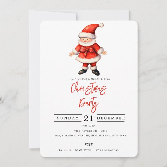 Simple Santa Clause Christmas Party  Invitation (Front)