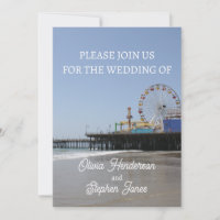Simple Santa Monica Pier Ferris Wheel Invitation