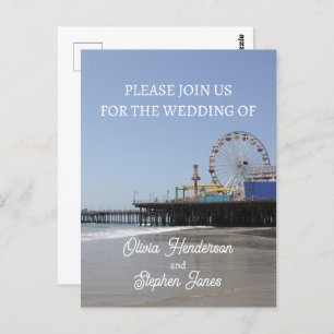 Simple Santa Monica Pier Ferris Wheel Invitation Postcard