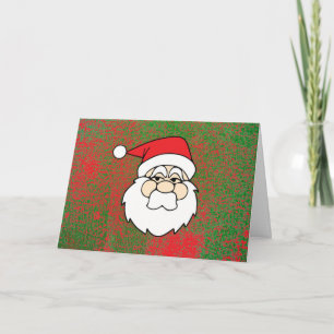 Simple Santa on Red and Green - A Christmas Card
