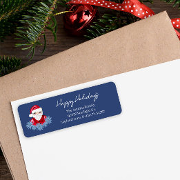 Simple Santa Poinsettia Christmas Return Address