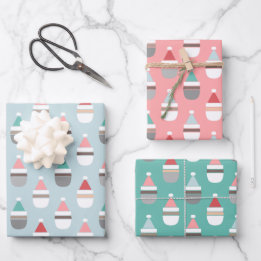 Simple Santas Christmas Wrapping Paper Sheet