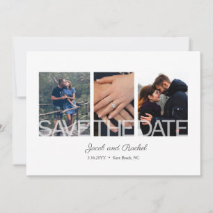 Simple Save the Date 3 Photo Wedding Engagement